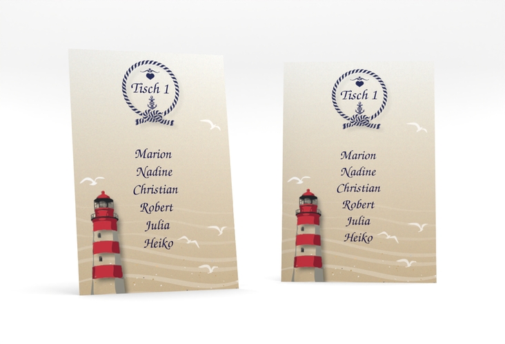Tischaufsteller Hochzeit Sylt Tischaufsteller mit Leuchtturm