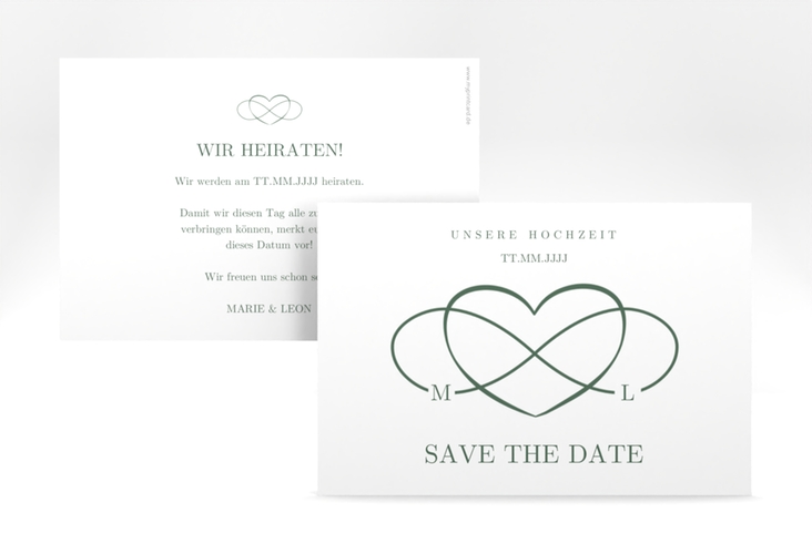 Save the Date-Karte Infinity A6 Karte quer gruen hochglanz