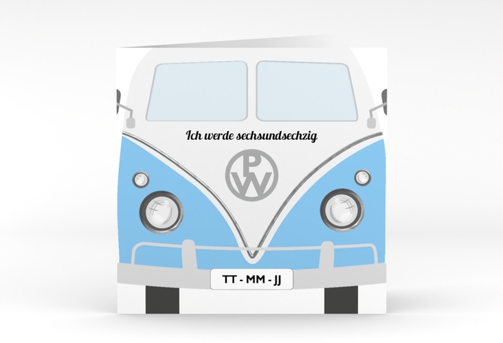 Einladung Geburtstag Bulli Bus quadr. Klappkarte