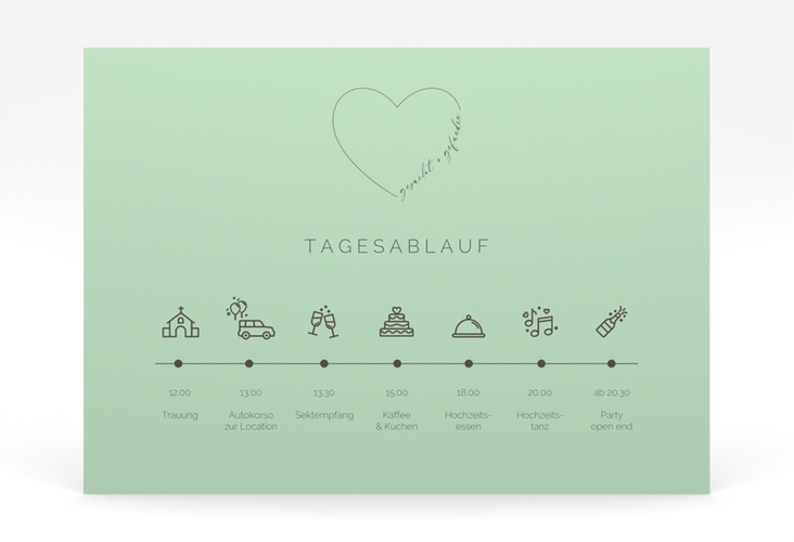 Tagesablauf Poster Hochzeit Lebenstraum 70 x 50 cm Poster mint