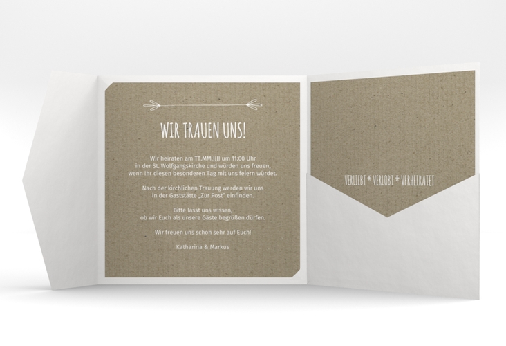 Hochzeitseinladung Shabby Pocketfold Kraftpapier