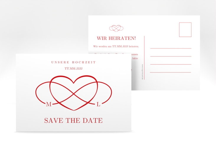 Save the Date-Postkarte Infinity A6 Postkarte rot hochglanz