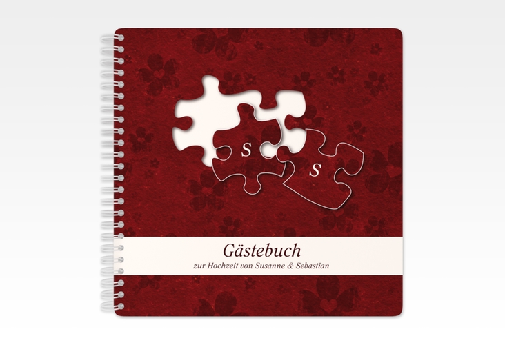Gästebuch Hochzeit Ravensburg Ringbindung mit zwei Puzzleteilen