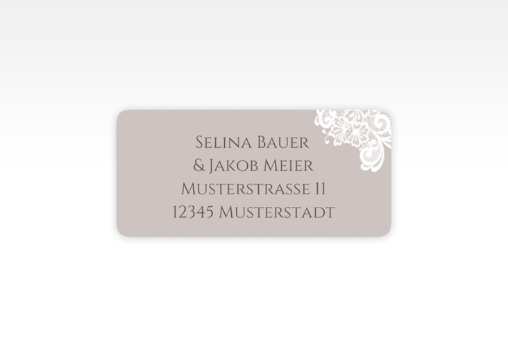 Absenderetikett Hochzeit Vintage 45,7 x 21,2 mm grau mit floraler Spitze
