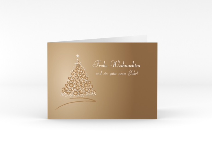 Weihnachtskarte Edel A6 Klappkarte quer braun mit Weihnachtsbaum-Motiv