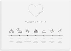 Klick: Details zu Tagesablauf Leinwand Hochzeit "Lebenstraum" anzeigen Tagesablauf Leinwand Hochzeit Lebenstraum 70 x 50 cm Leinwand weiss
