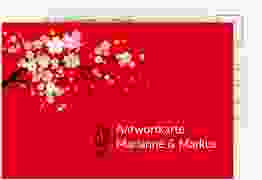 Antwortkarte Hochzeit Sakura A6 Postkarte rot