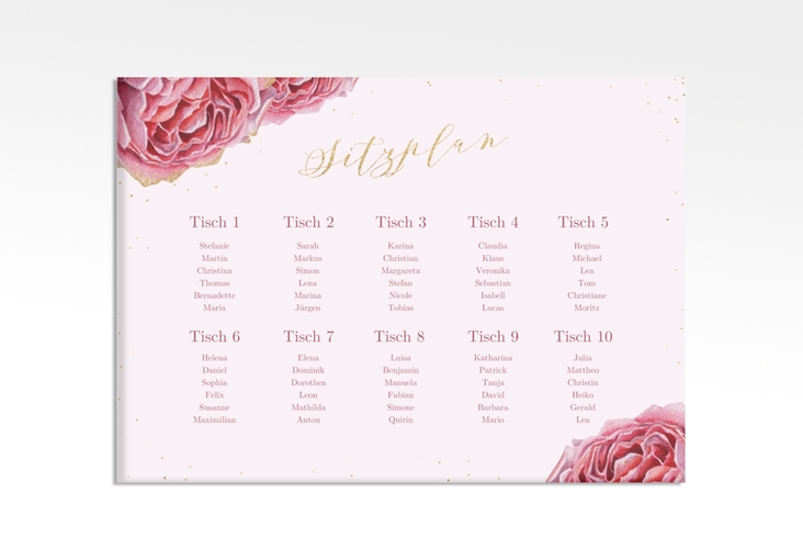 Sitzplan Leinwand Hochzeit Cherie 70 x 50 cm Leinwand rosa