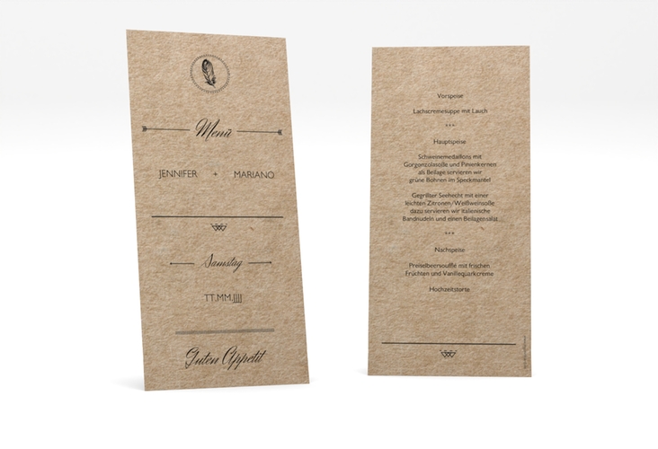 Menükarte Hochzeit Colorado lange Karte hoch Kraftpapier