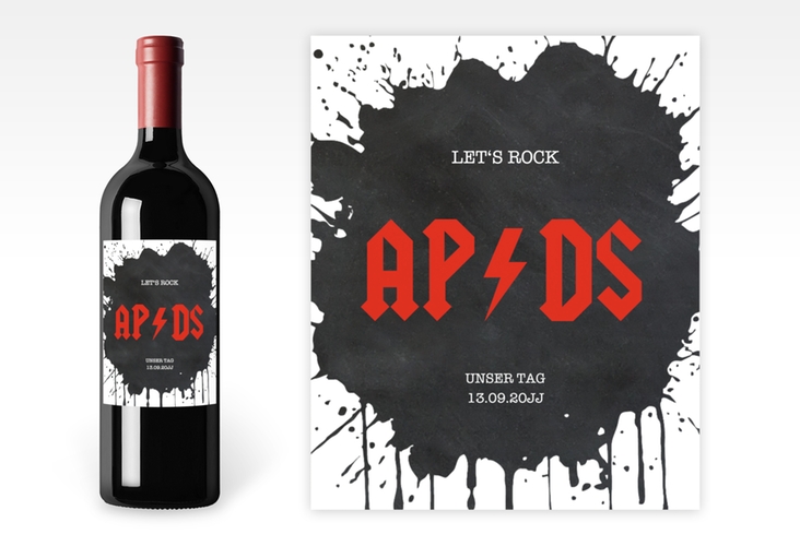 Weinetikett zur Hochzeit Hardrock Etikett Weinflasche 4er Set für Rockband-Fans
