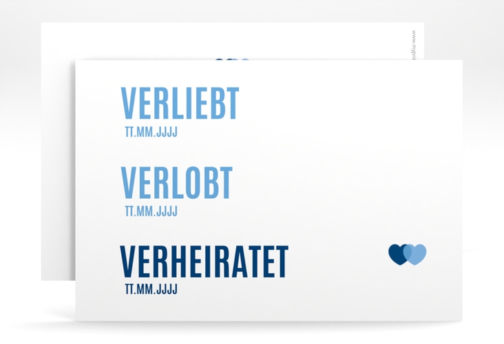 Save the Date-Karte Couple A6 Karte quer blau hochglanz