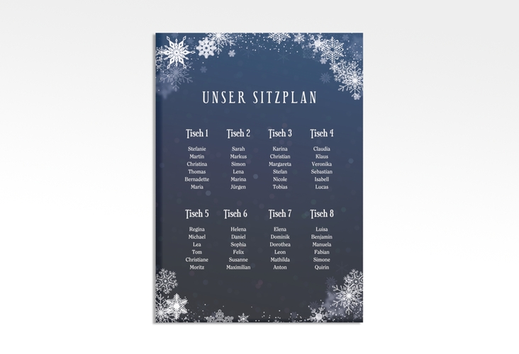 Sitzplan Leinwand Hochzeit Winterdream 50 x 70 cm Leinwand mit Eisblumen