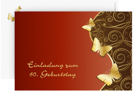 Einladung 60. Geburtstag Sarah A6 Karte quer rot