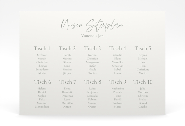 Sitzplan Poster Hochzeit Day 70 x 50 cm Leinwand weiss mit Datum im minimalistischen Design