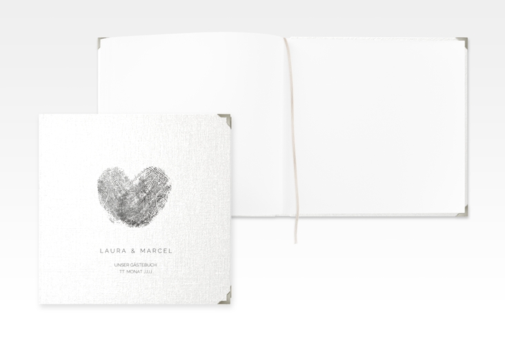 Gästebuch Selection Hochzeit Fingerprint Leinen-Hardcover schwarz schlicht mit Fingerabdruck-Motiv