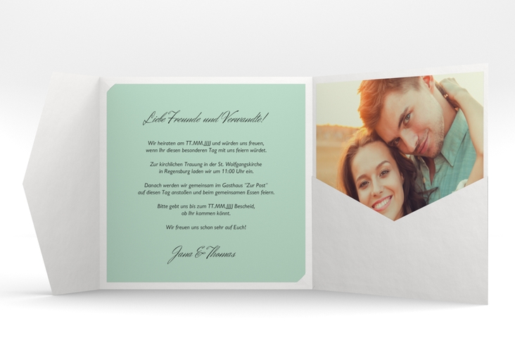 Hochzeitseinladung Letters Pocketfold mint hochglanz