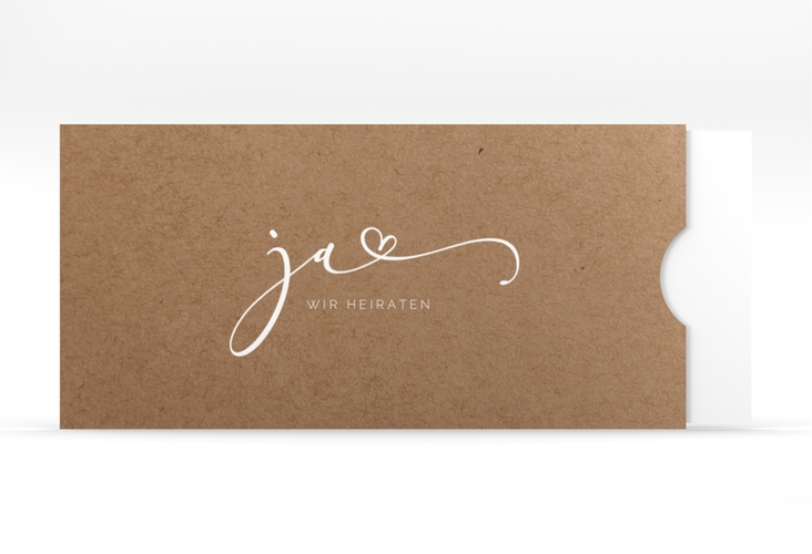 Hochzeitseinladung Jawort Einsteckkarte Kraftpapier modern minimalistisch mit veredelter Aufschrift
