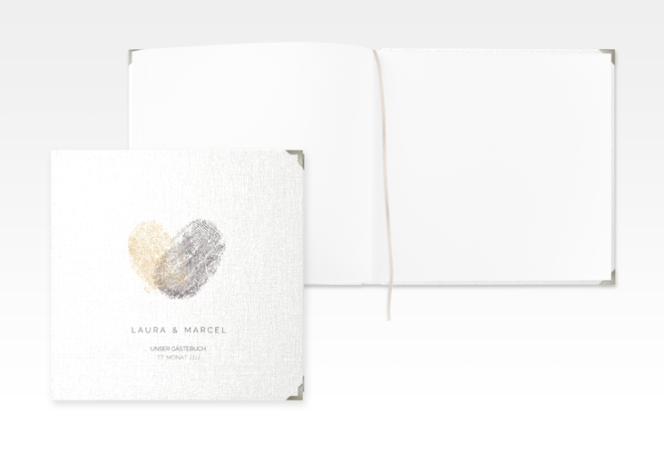 Gästebuch Selection Hochzeit Fingerprint Leinen-Hardcover beige schlicht mit Fingerabdruck-Motiv