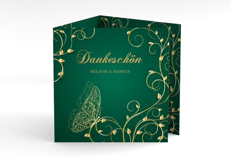 Dankeskarte Hochzeit Eternity quadr. Doppel-Klappkarte gruen