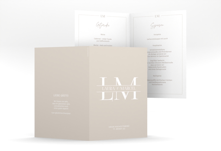 Menükarte Hochzeit Monogramm A5 Klappkarte hoch