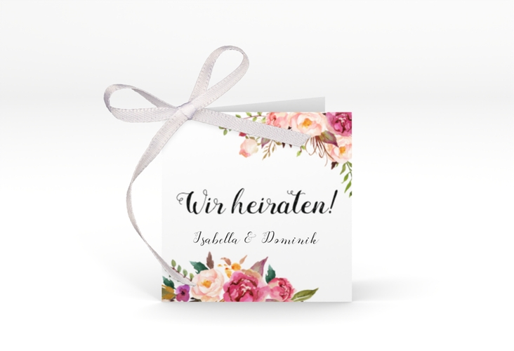 Geschenkanhänger Hochzeit Flowers Geschenkanhänger 10er Set weiss mit bunten Aquarell-Blumen
