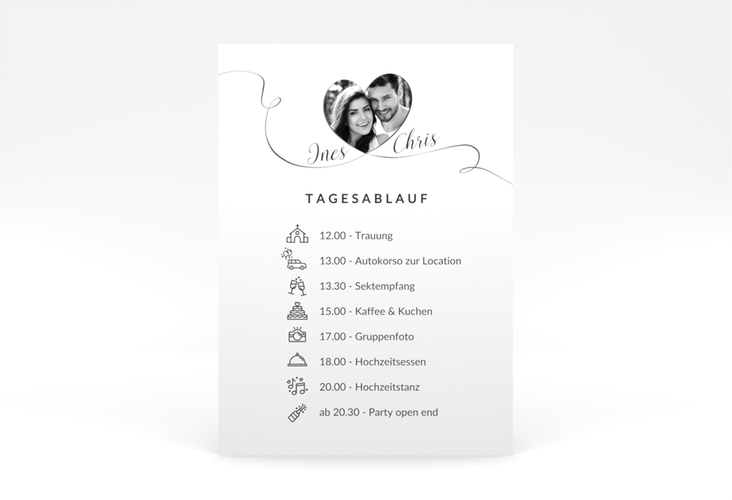 Tagesablauf Poster Hochzeit Dolce 50 x 70 cm Poster weiss