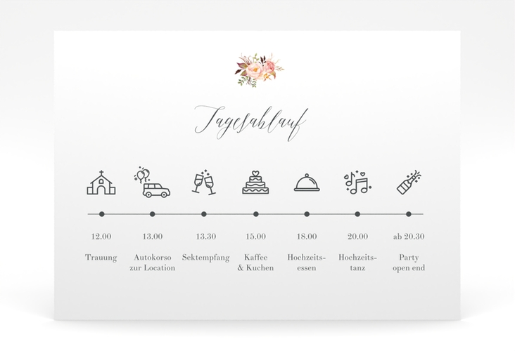 Tagesablauf Poster Hochzeit Prachtvoll 70 x 50 cm Poster weiss