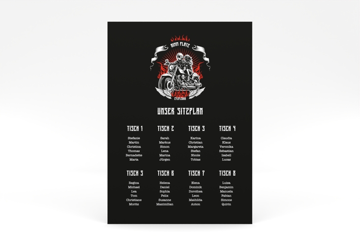 Sitzplan Poster Hochzeit Biker 50 x 70 cm Poster mit Rocker-Paar auf Motorrad
