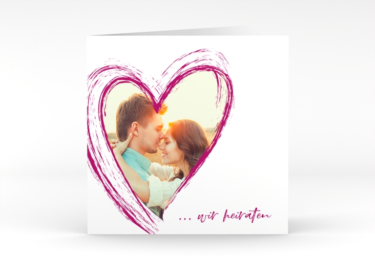 Hochzeitseinladung Liebe quadr. Klappkarte pink hochglanz