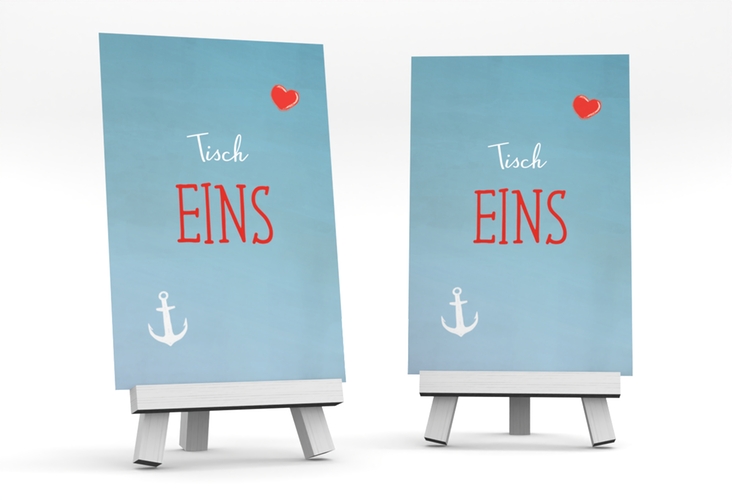 Tischnummer Hochzeit Ehehafen Tischaufsteller blau