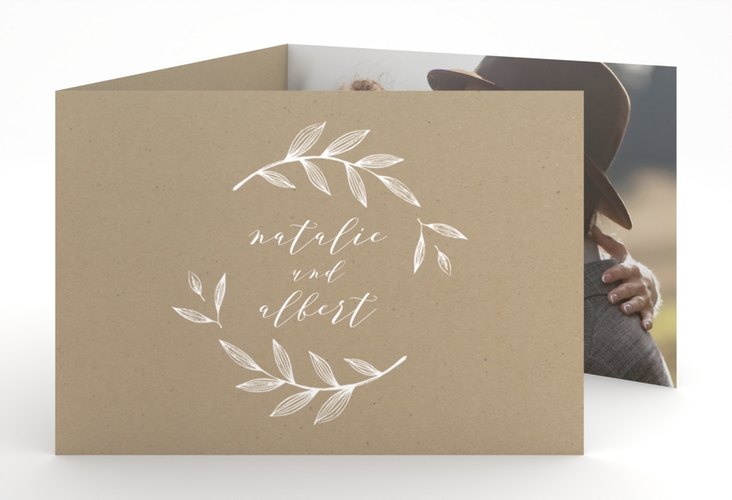 Hochzeitseinladung Naturelove A6 Doppel-Klappkarte weiss