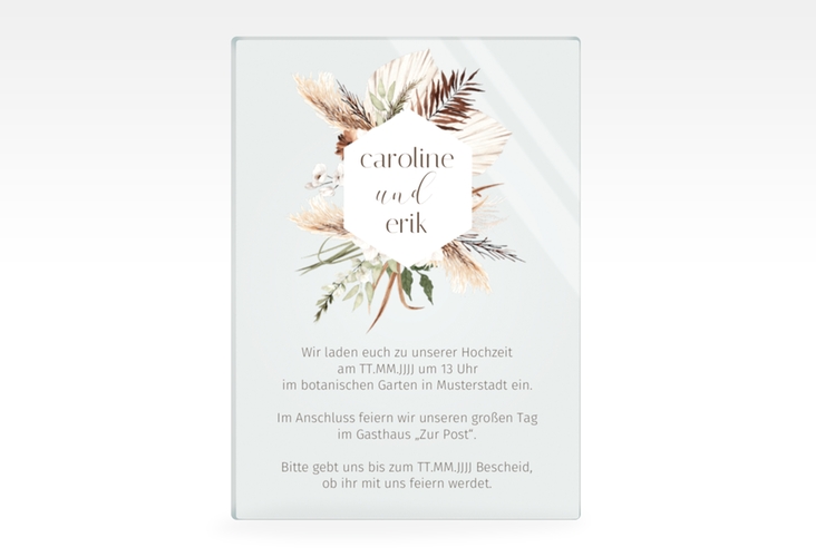 Acryl-Hochzeitseinladung Bohemian Acrylkarte hoch hochglanz