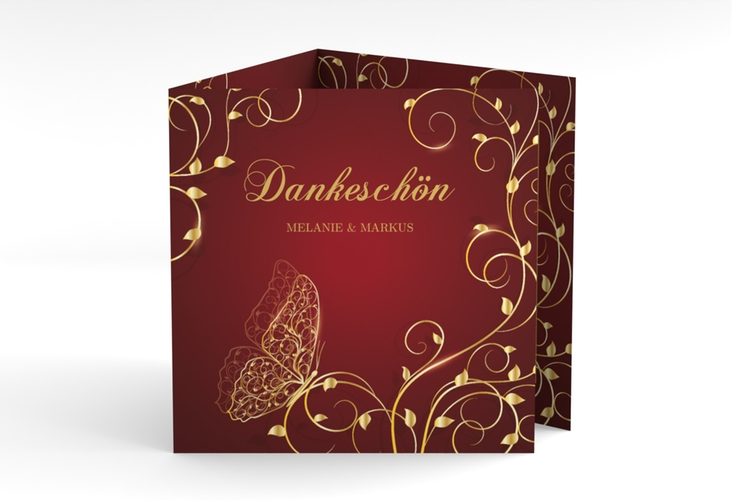 Dankeskarte Hochzeit Eternity quadr. Doppel-Klappkarte rot