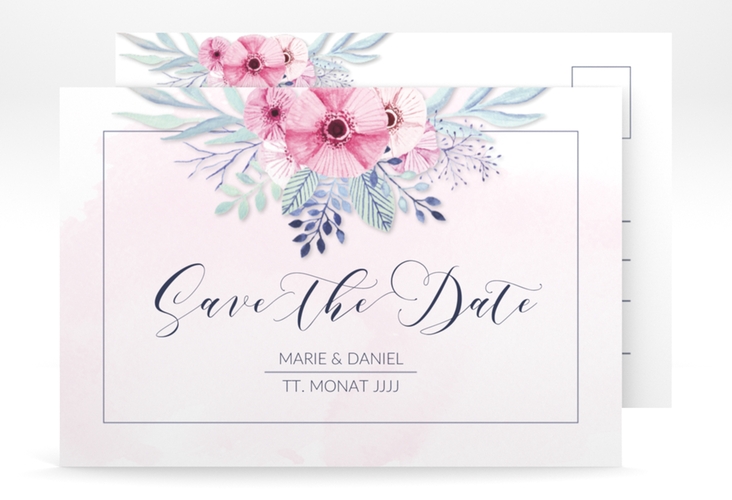 Save the Date-Postkarte Surfinia A6 Postkarte rosa hochglanz