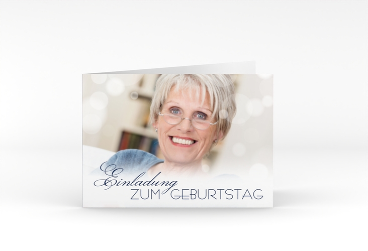 Einladung 70. Geburtstag Luminous A6 Klappkarte quer