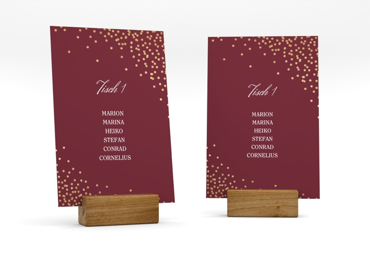 Tischaufsteller Hochzeit Glitter Tischaufsteller rot hochglanz