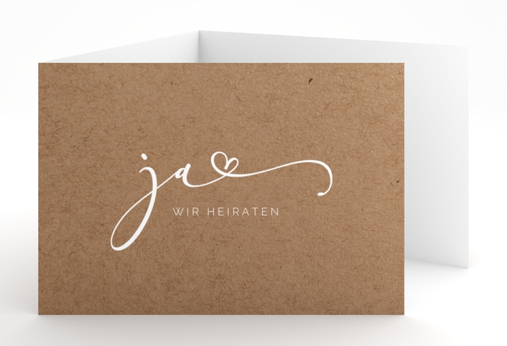 Hochzeitseinladung Jawort A6 Doppel-Klappkarte Kraftpapier modern minimalistisch mit veredelter Aufschrift