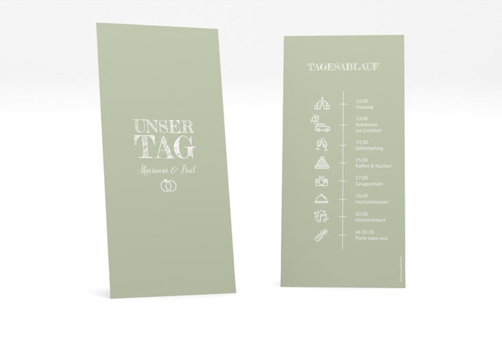 Tagesablauf Hochzeit Rise lange Karte hoch gruen