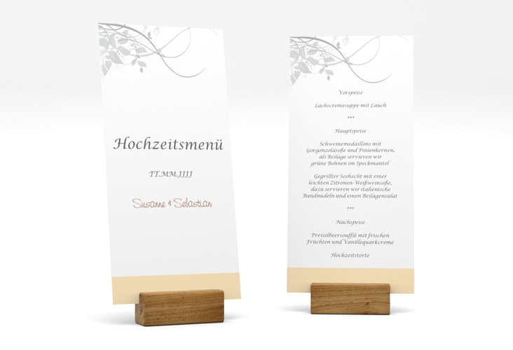 Menükarte Hochzeit Florenz lange Karte hoch beige