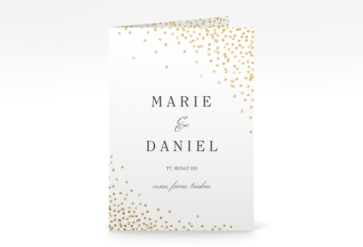 Einladungskarte Hochzeit Glitter A6 Klappkarte hoch weiss hochglanz