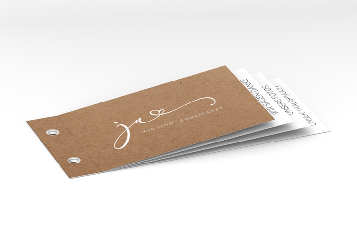 Danksagungskarte Hochzeit Jawort Booklet Kraftpapier hochglanz modern minimalistisch mit veredelter Aufschrift