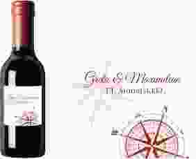 Piccoloetikett Hochzeit Windrose Etikett Piccolo rot