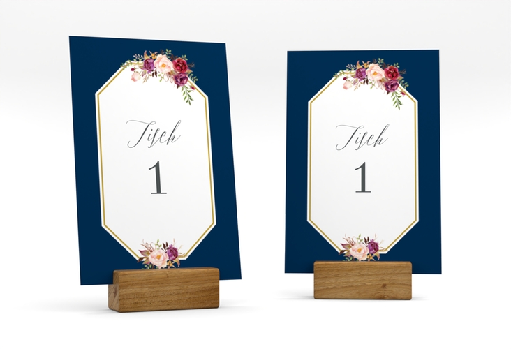 Tischnummer Hochzeit Prachtvoll Tischaufsteller blau hochglanz