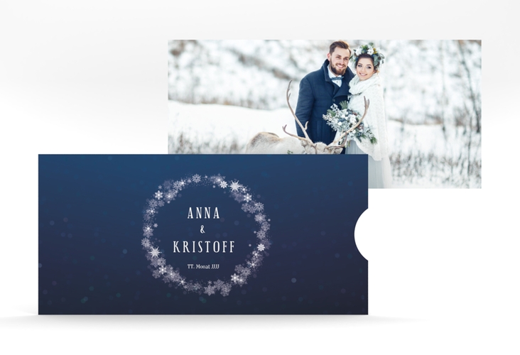 Hochzeitseinladung Winterdream Einsteckkarte mit Eisblumen