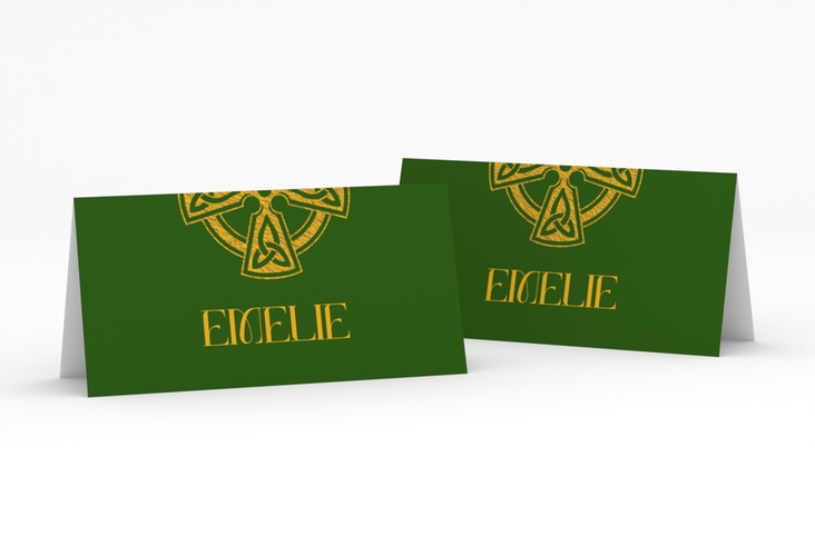Tischkarte Hochzeit Celtic Tischkarten gruen mit keltischem Knoten in irischen Farben