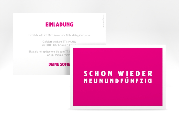 Einladung 60. Geburtstag Gag A6 Karte quer pink