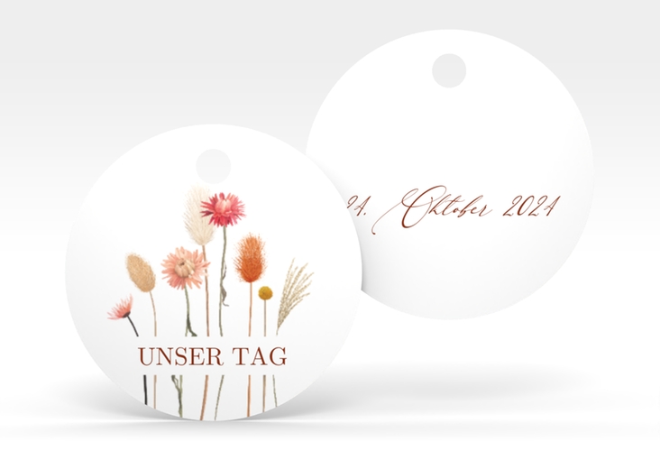 Geschenkanhänger Hochzeit Driedflower Geschenkanhänger, rund weiss