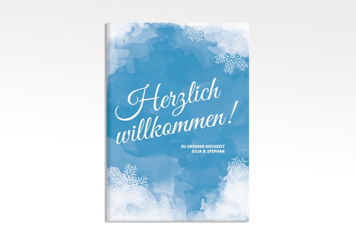 Willkommensschild Leinwand Frozen 50 x 70 cm Leinwand blau mit Winter-Design