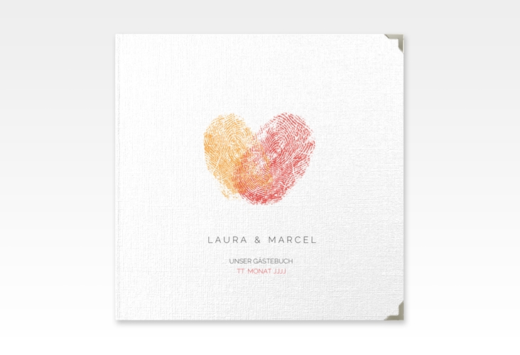 Gästebuch Selection Hochzeit Fingerprint Leinen-Hardcover rot schlicht mit Fingerabdruck-Motiv