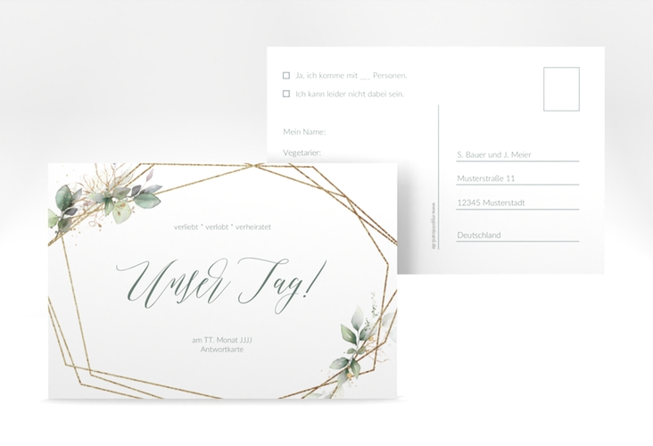Antwortkarte Hochzeit Greenish A6 Postkarte gruen